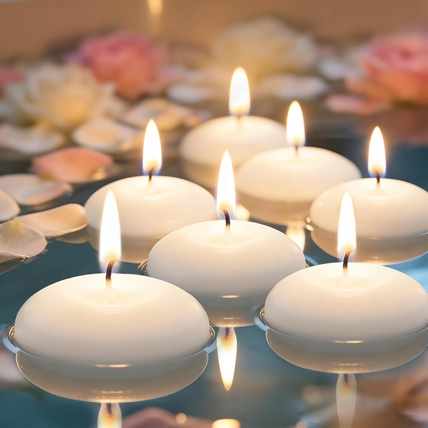 MAQIHAN White Floating Candles 30 Pcs - Small Wax Candles for Centerpieces