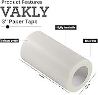 Vista 2 de Vakly Cinta médica de papel de 3 pulgadas x 10 yardas (3 rollos) - Cinta adhesiva microporosa transpirable de primeros auxilios, vendaje