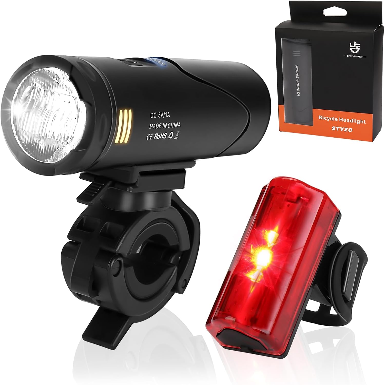 Super Bright Bike Lights Set Can be Charged by USB Port