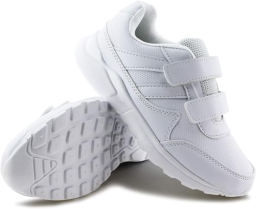 Miniatura 4 de JABASIC Zapatillas de uniforme escolar con gancho y lazo para niños en color negro y blanco