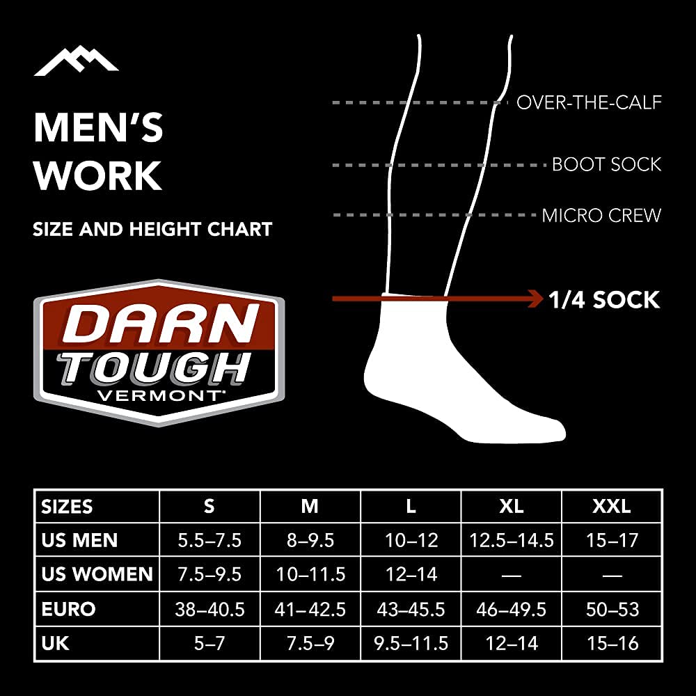 Darn Tough Herren-Socken, mittelschwer, 1/4 Stahl, mit Kissen und Zehenkappe