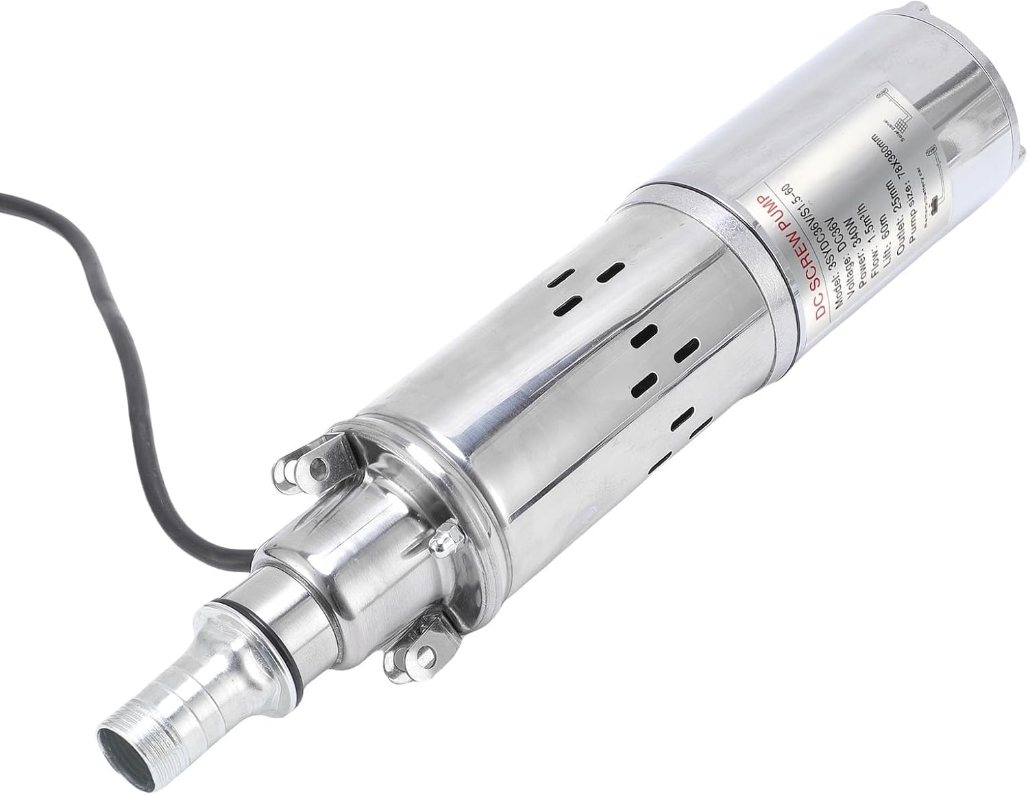 AUNMAS Solar Deep Well Pump, 340W Stainless Steel Submersible with PTFE Mechanical Seal and Full Copper Motor, for River Water Extraction Agricultural Irrigation