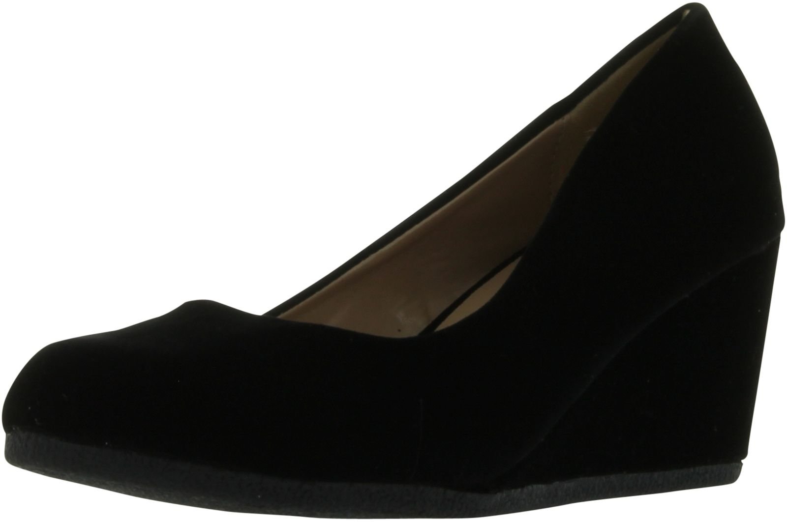 Forever Link Women's Patricia-02 Wedge Pumps Shoes,Black Suede,5.5