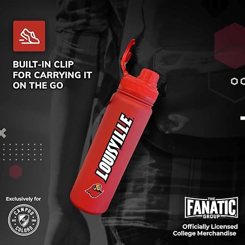 Vista 108 de Campus Colors Botella de agua de acero inoxidable de la NCAA, tapa giratoria, 24 onzas, clip de transporte, mantiene tus bebidas calientes o frías