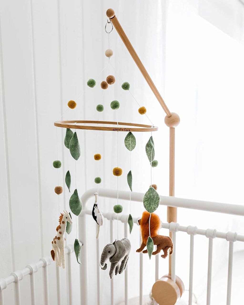 Baby Crib Mobile – Wooden Hanging Nursery Baby Mobile for Crib, Nursery Decor for Boys & Girls, Perfect Shower Gift (Safari Adventure) Also Fits Bassinets, Sorrel + Fern