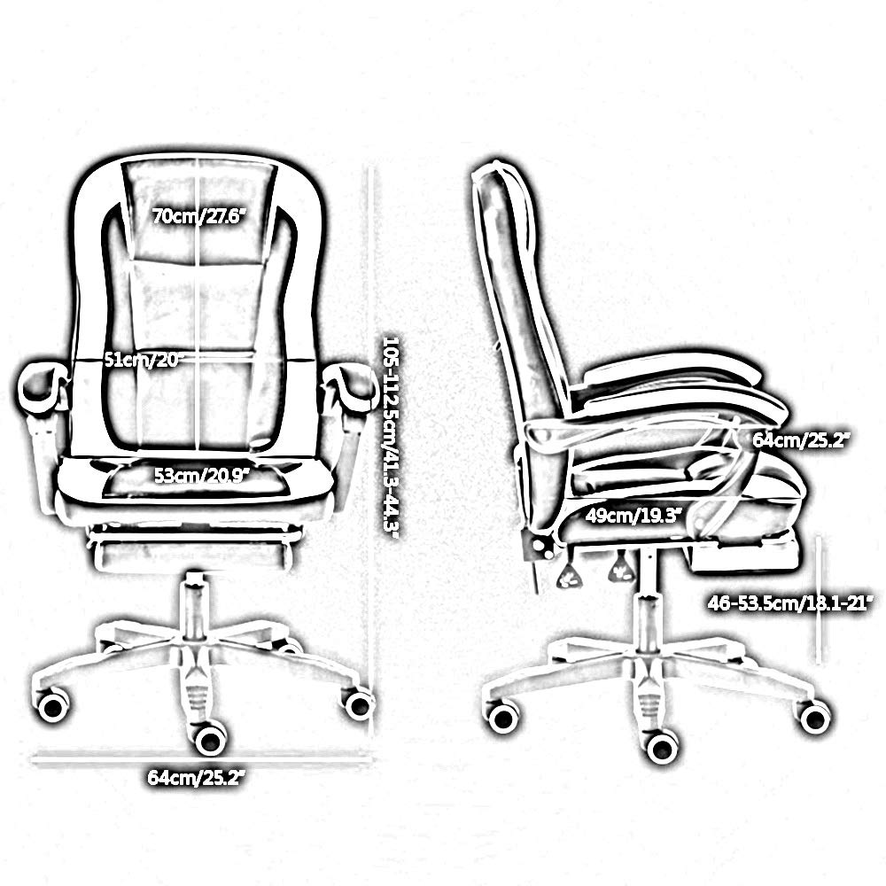 Ergonomiczne krzesło komputerowe z masażem talii, obrotowe krzesło dla graczy, wysokie oparcie, krzesło biurowe do sali konferencyjnej, z regulacją wysokości (brązowo-czarny)