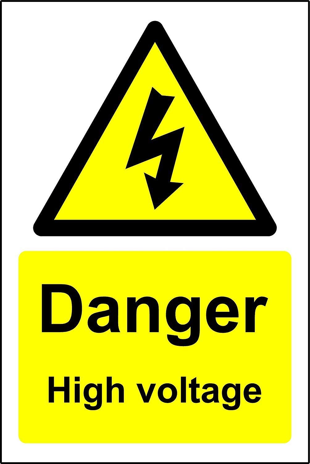 Kpcm Display Ltd Warning Sign Danger High Voltage Safety Sign - Self Adhesive Sticker 400Mm X 300Mm