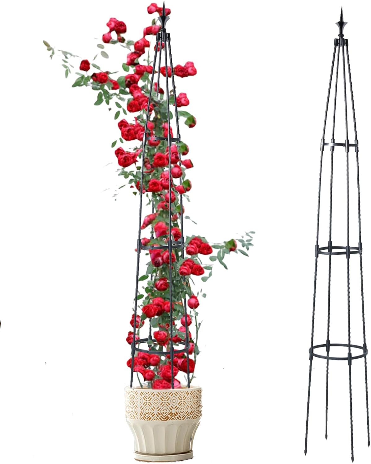 Garden Obelisk Trellis for Climbing Plants, 67ft lron Pipe Wrapped in Plastic Plant Support, Rust-Resistant Outdoor Garden Structure for Roses, Vines, and Flowers, Easy Assembly, Durable Design.