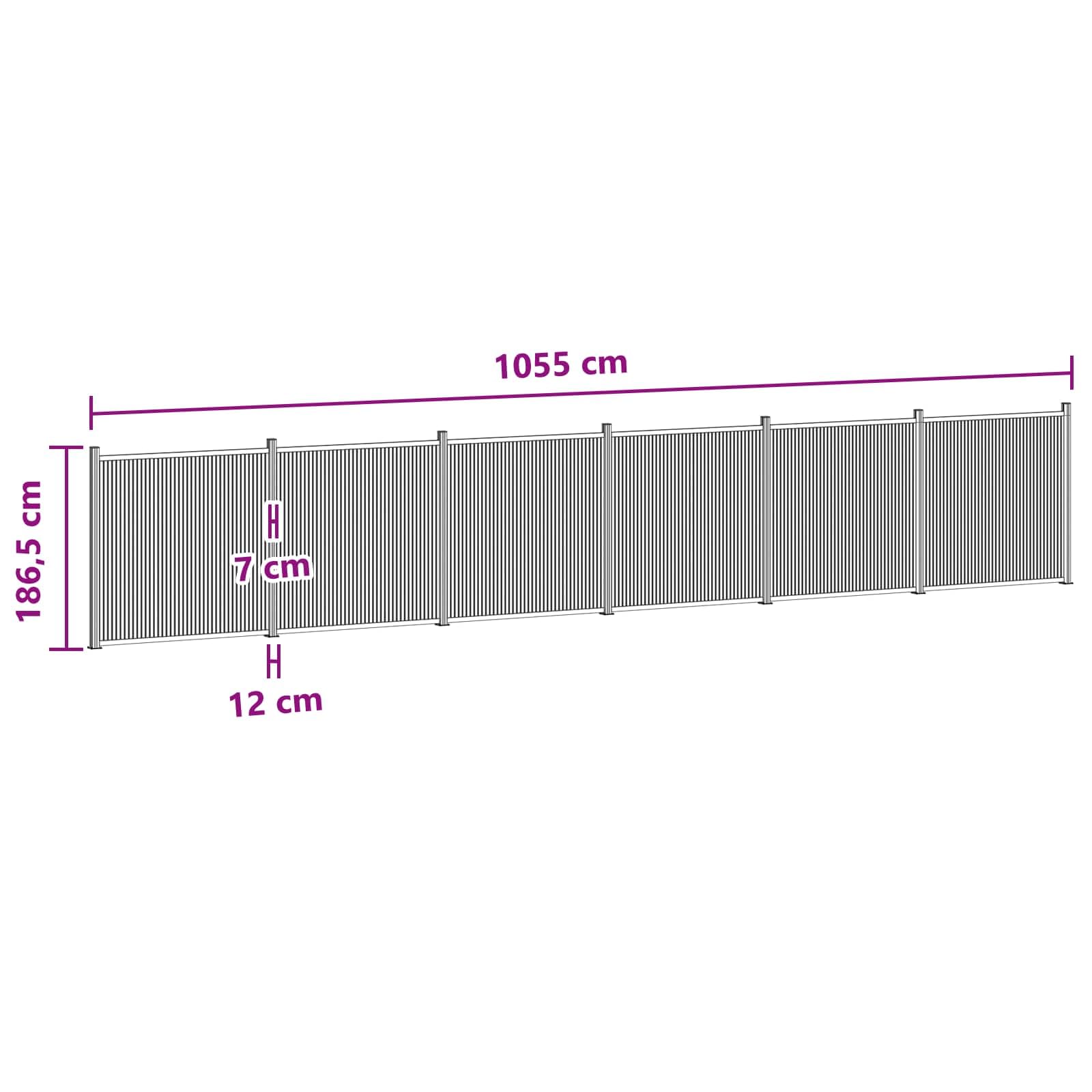 Panneau de clôture 6 pcs en WPC et aluminium noir pour jardin terrasse balcon clôture brise-vue résistante aux intempéries facile à assembler