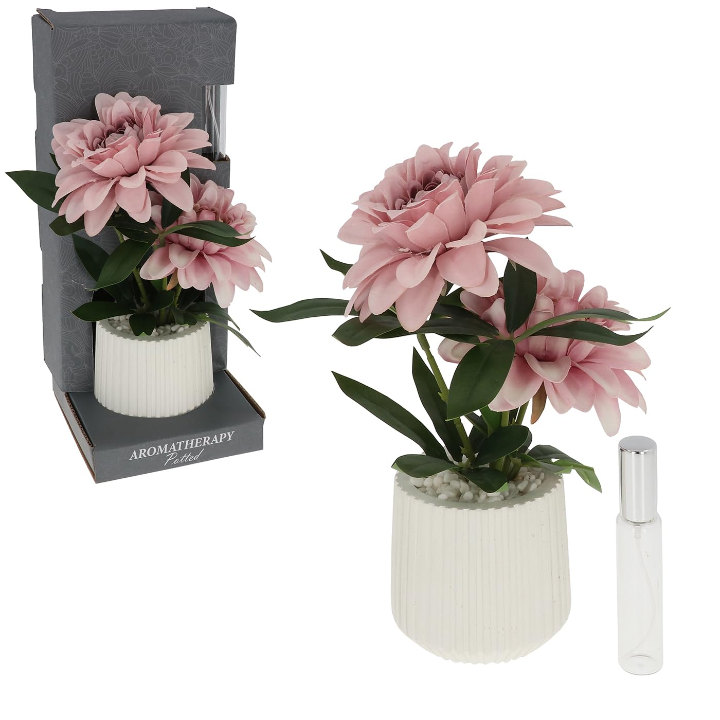 Shudehill Giftware Aromatherapy Potted Flower Diffuser, Dahlia Peach Room Scent Blooms with White Ceramic Pot