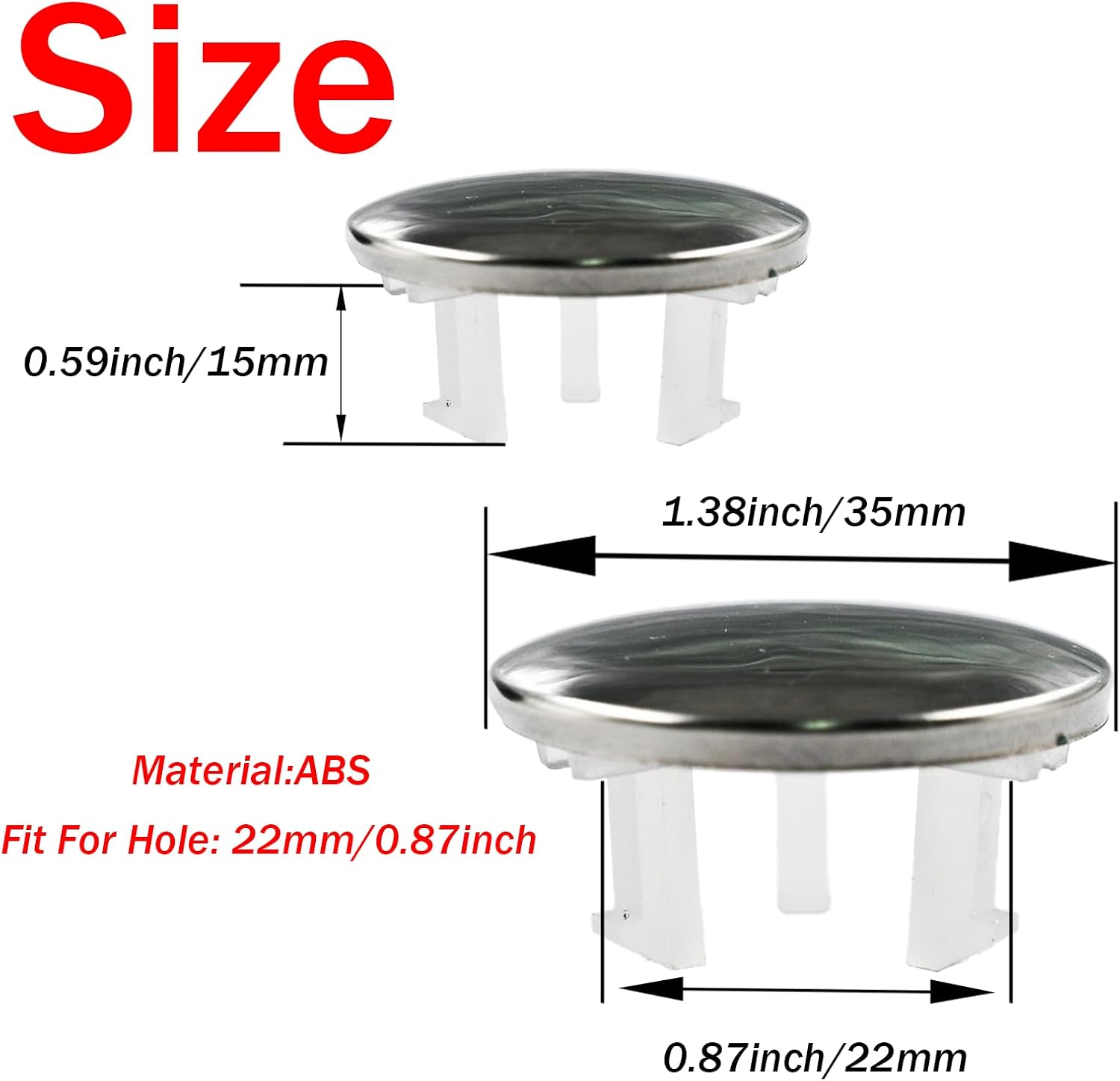 4 Pack Sink Overflow Covers Bathroom Kitchen Basin Trim Single Layer Ring Round Hole Caps Insert Spares for Home Shopping Malls Kitchen Bathroom (Silver)