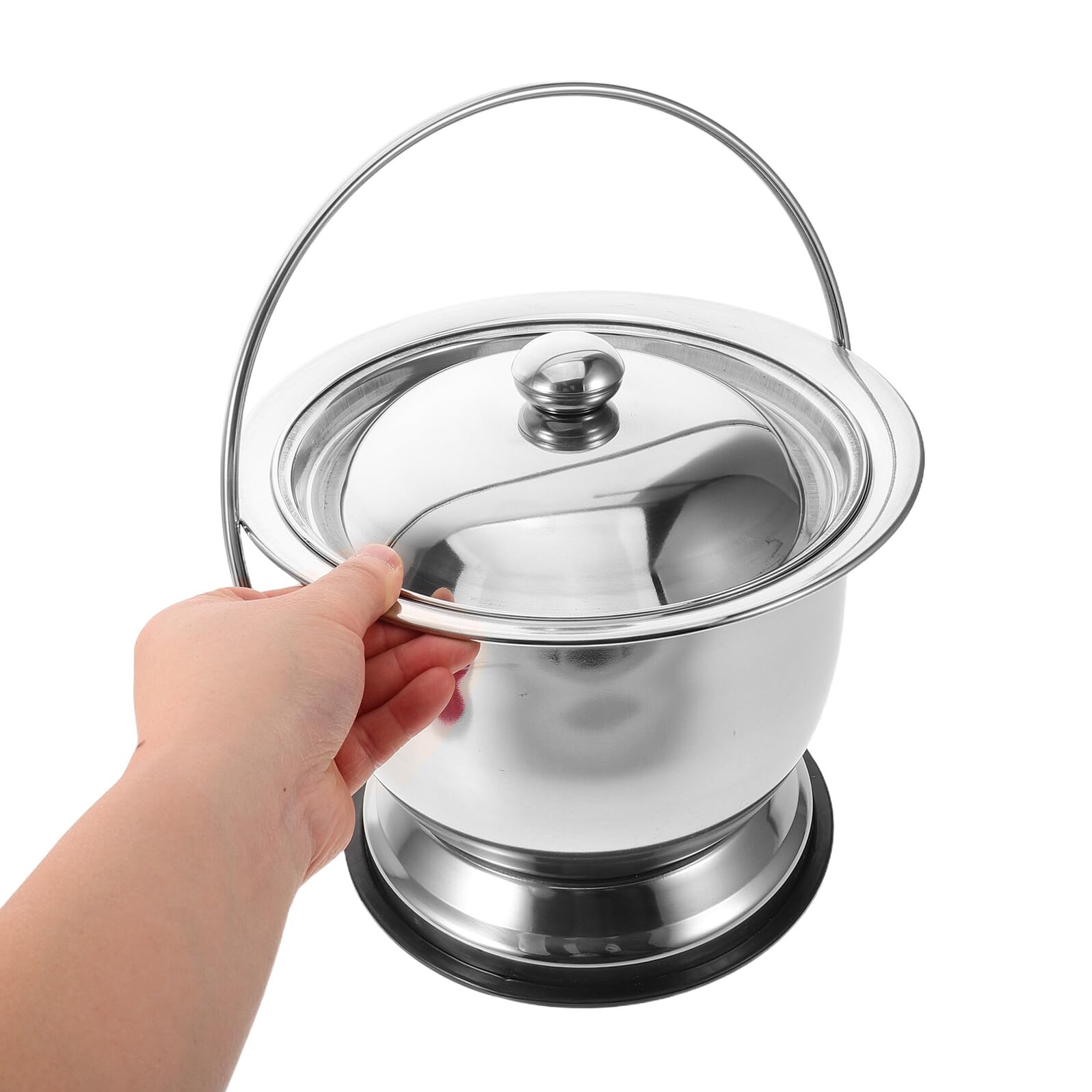 TOYANDONA Padella in Acciaio Inox per Adulti con Coperchio, Vaso da Notte Portatile Antiscivolo per Anziani e Donne, Secchio Wc da Camera con Bordi Arrotondati e Capacità Elevata