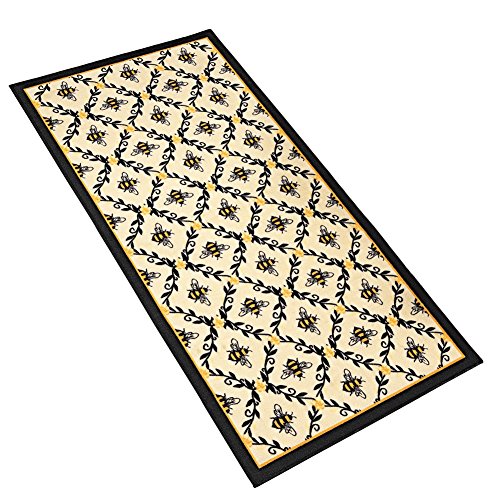 Collections Etc Bumble Bee Printed Lattice Skid-Resistant Accent Rug