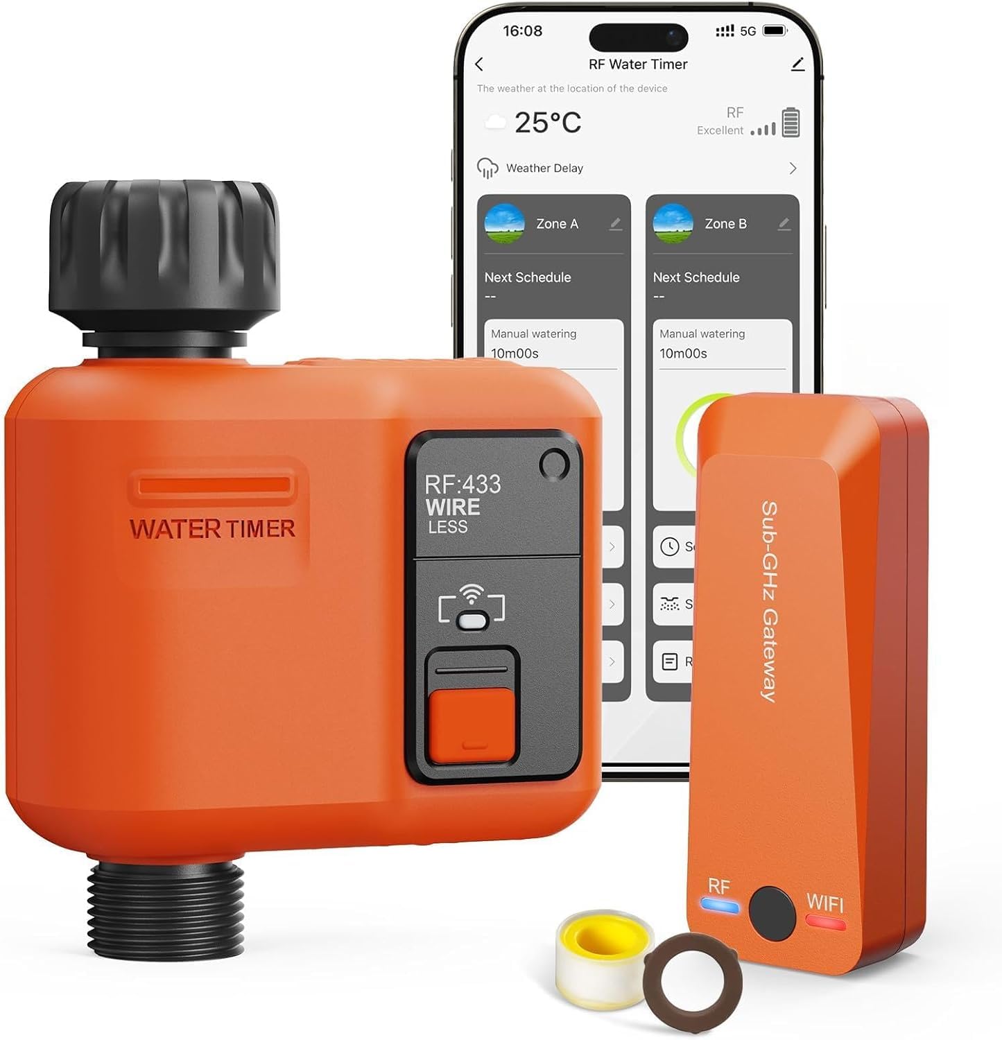 Programmateur Arrosage WiFi 300 Mètres RF Minuteur Automatique Alexa App Retard Pluie Irrigation