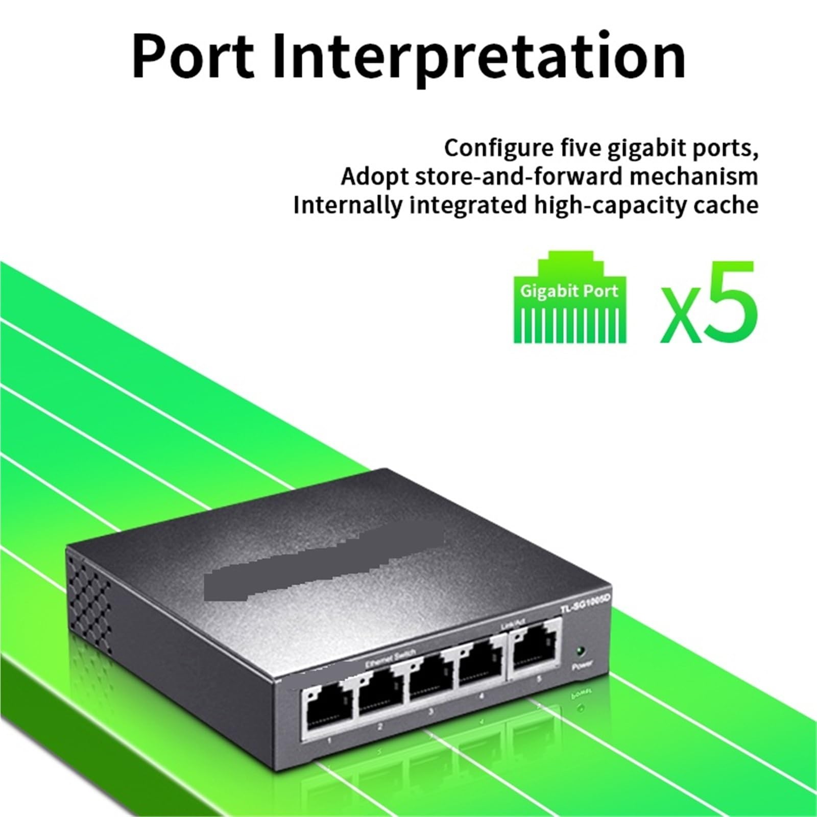 Switch Ethernet Gigabit a 5 porte 1000BASE-T Plug and Play Hub di rete splitter Internet TL-SG1005D (adattatore UK)