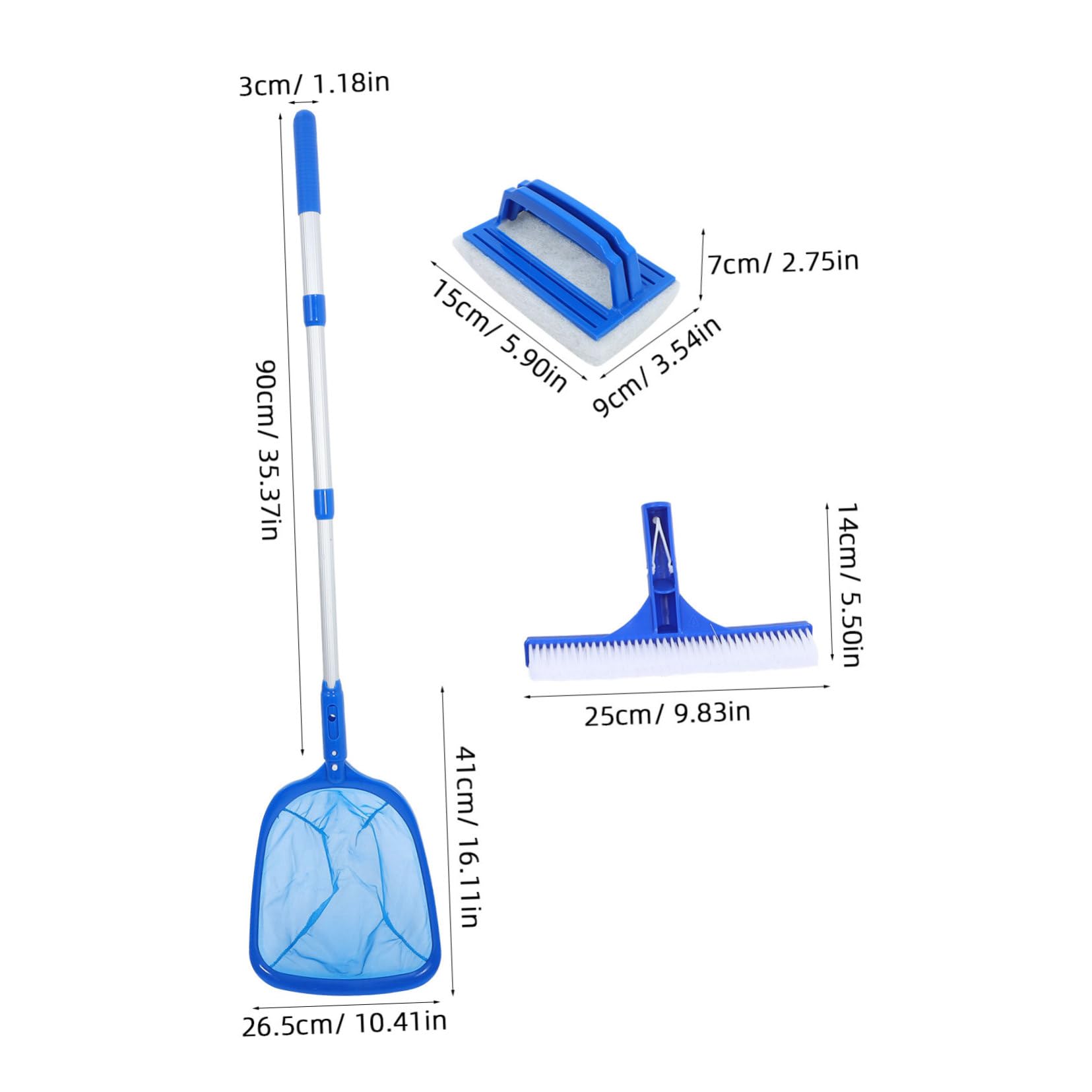 Toddmomy Kit de Limpieza de Piscinas con Poste Telescópico y Rastrillo de Malla para Spas, Equipo de Limpieza Eficaz para Decoración Verano y Mantenimiento de Piscinas Públicas