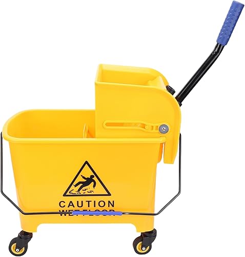 Mop Bucket 20L Side Press Wringer Commercial Mop Bucket with Wheels and Handle for Floor Cleaning in Restaurants Offices Industrial Sites