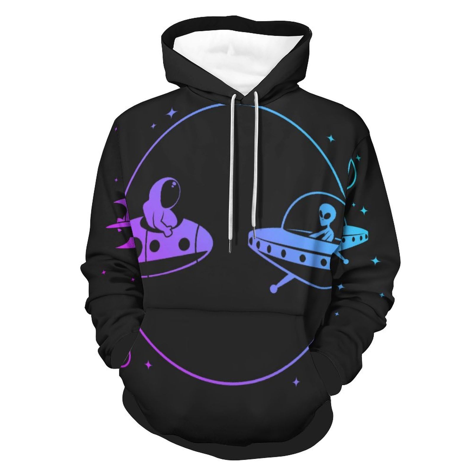 Sweats à capuche manche longue graphiques et pull unisexe imprimé espace S - 8