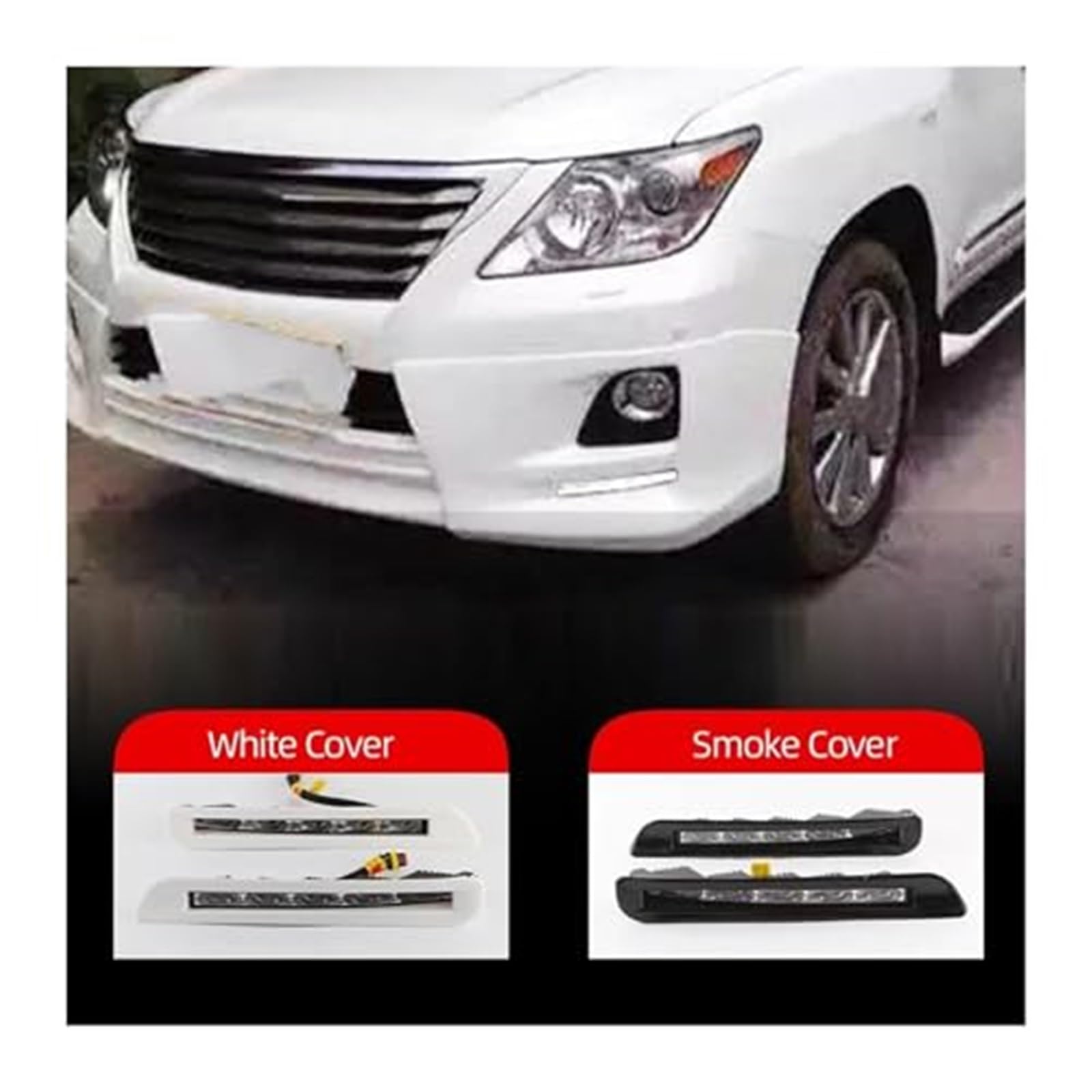Dla Lexus, dla LX570 2011 miganie samochodu 1 para światła do jazdy dziennej LED wodoodporna lampa przeciwmgielna DRL lampka kierunkowskazu Światło kierunkowskazu samochodowego(BLACK Black cov