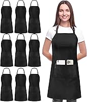 Utopia Kitchen 10 Pack Adjustable Bib Aprons with 2 Pockets - Water & Oil Resistant Chef Aprons for Men Women Home Cooks