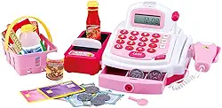 Caixa Registradora com Luz Som e Acessórios 24 Peças Rosa, DM Toys