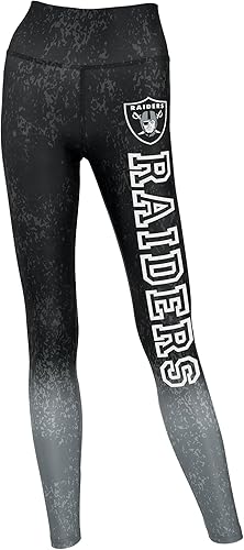 Miniatura 33 de Zubaz Women’s NFL Team Leggings – Officially Licensed, Bold Team Colors, Soft Stretch Fit for Game Day & Everyday Wear Mediano,Negro/Plata