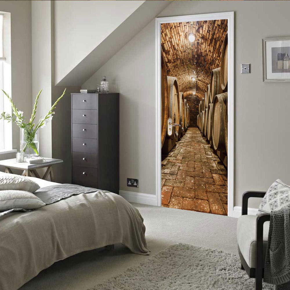 Autocollant Porte 3D Trompe-l'œil - Sticker Déco Cave à Vin 63x205cm - 11