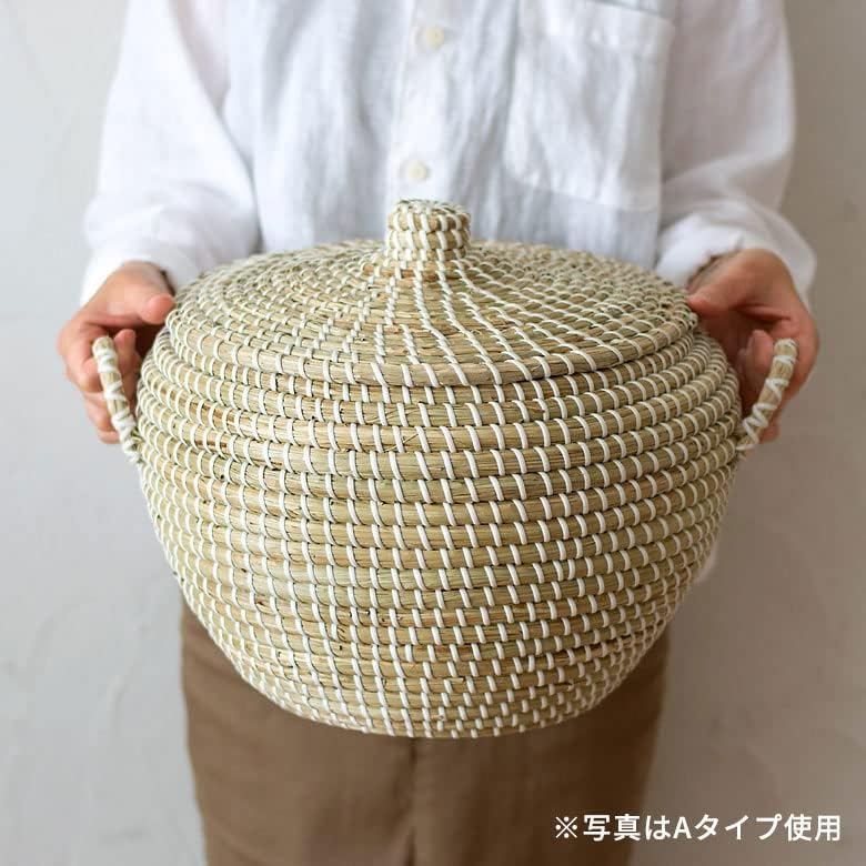 バスケット かご 収納 高さ30cm おしゃれ ふた付き 持ち手付き [M