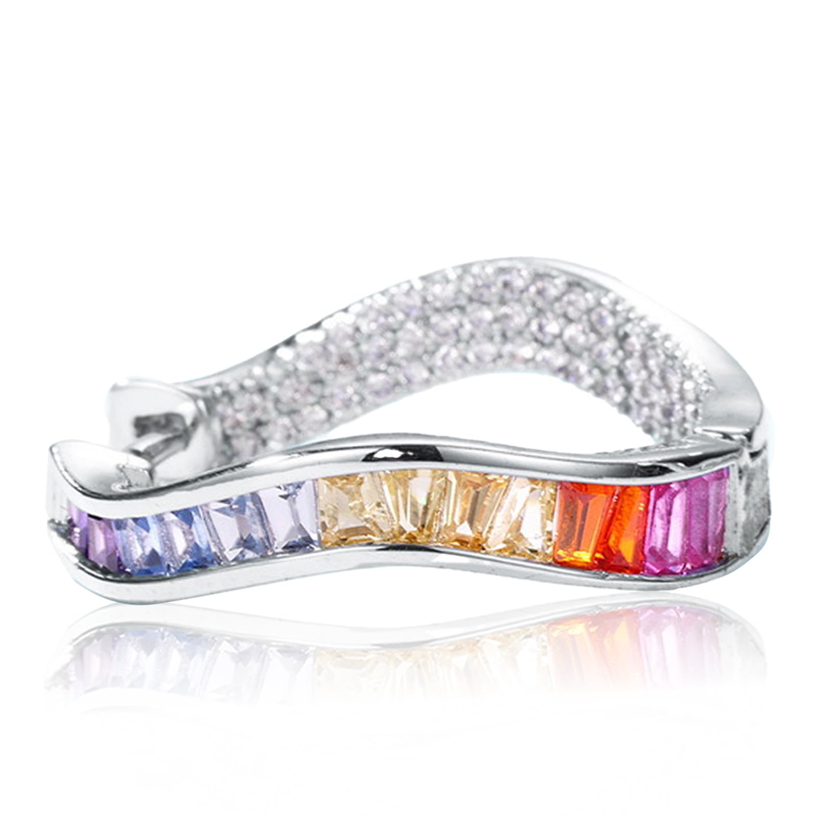 Orecchini a cerchio donna alone irregolare in argento S925 e zirconi cubici arcobaleno - Orecchini in argento qualità premium tutte le occasioni - Unici e alla moda