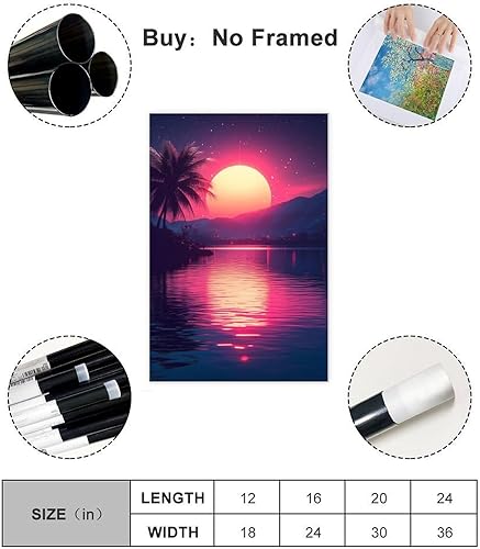 Miniatura 2 de Vaporwave Neon Retro City Print  Synthwave 80s Aesthetic Wall Decor  Futuristic Palm Trees Digital Poster Poster Print Decorative Painting Canvas