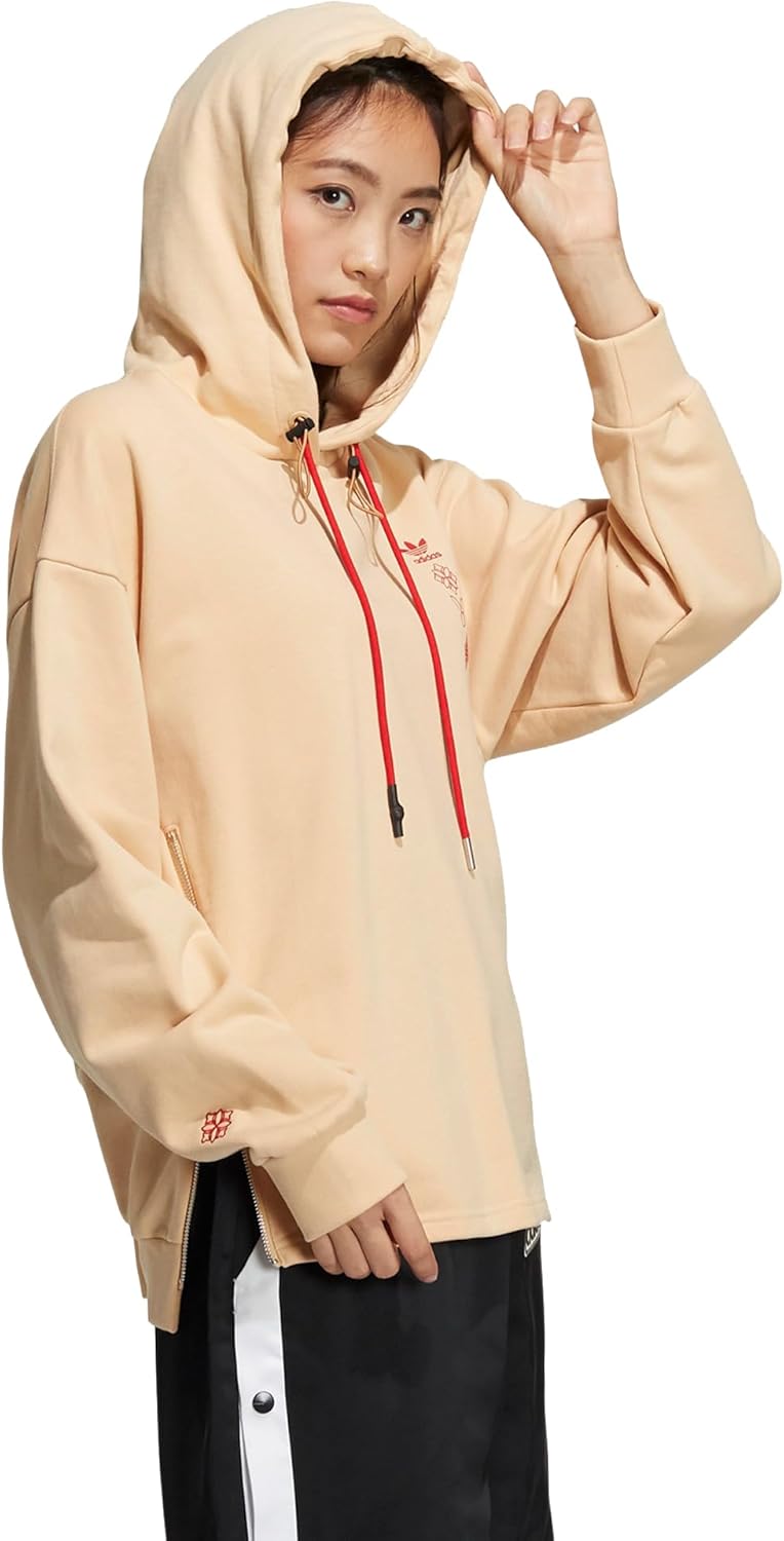 adidas Womens CNY Hooded Sweatshirt, Cotton Hoodie - Image 3