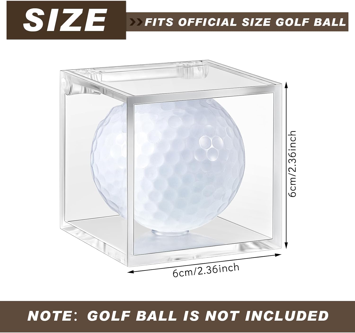 9 Pieces Golf Ball Display Case Acrylic Single Golf Ball Memorabilia Stand Cube Holder Clear Holder Case for Baseball Collectibles, 2.36 x 2.36 x 2.36 Inches, Enhanced Packaging