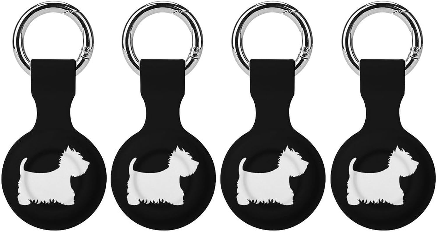 Westie Dogs Funny Cover Compatible with AirTag Case Protector GPS Tracker Storage Bag Box with Keychain Novelty Gifts