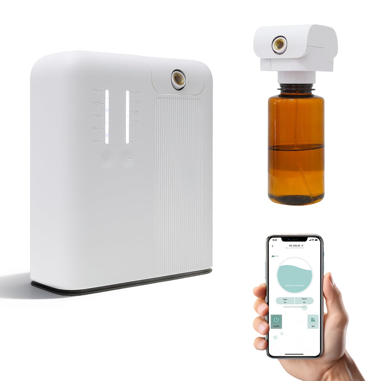 Smart Aroma Diffuser, Wasserloser Diffusor für ätherische Öle 300ml, Duftdiffusor mit Bluetooth & App, Abdeckung bis 500 Kubikmeter des Duftes für Zuhause, Geschäft, Hotel, Büro, Spa