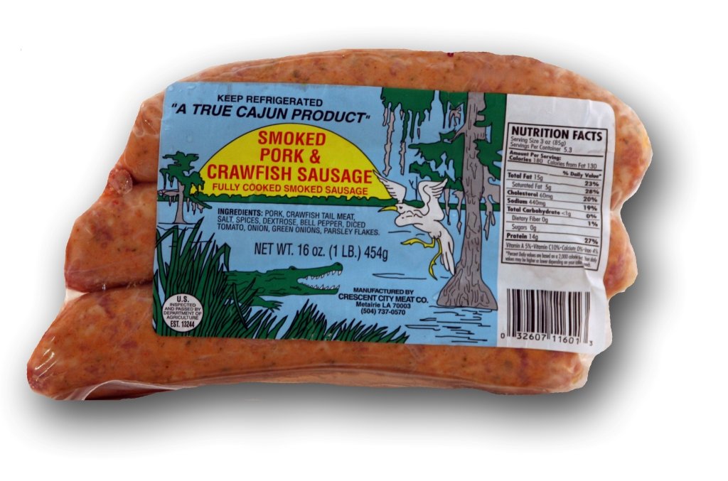 Crescent City Smoked Pork & Crawfish Sausage (5 Units Included per Order)