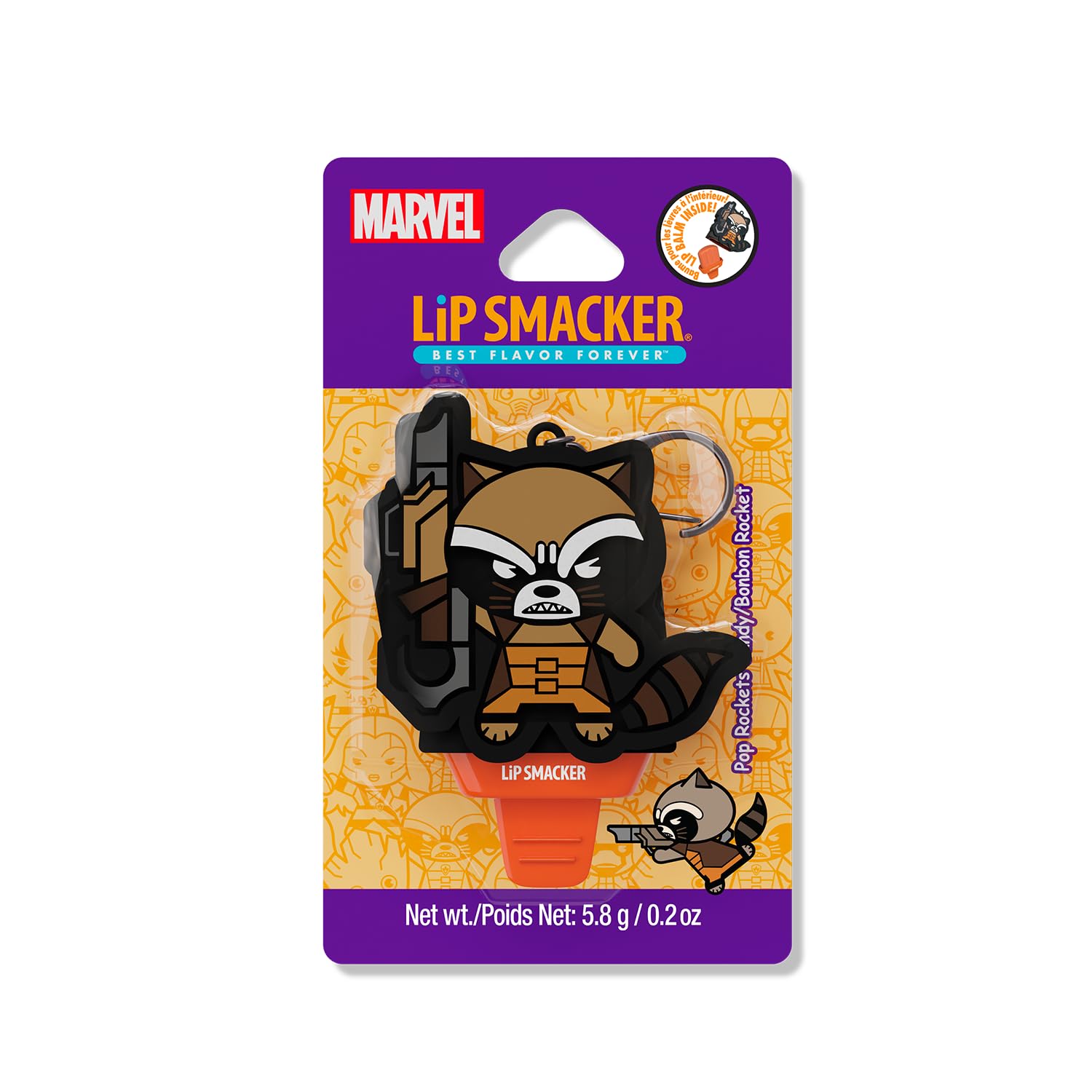 Lip Smacker Marvel, Guardians of the Galaxy, Lip Balm for Kids with Marvel Keychain Easy-to-Apply Popsicle Shape