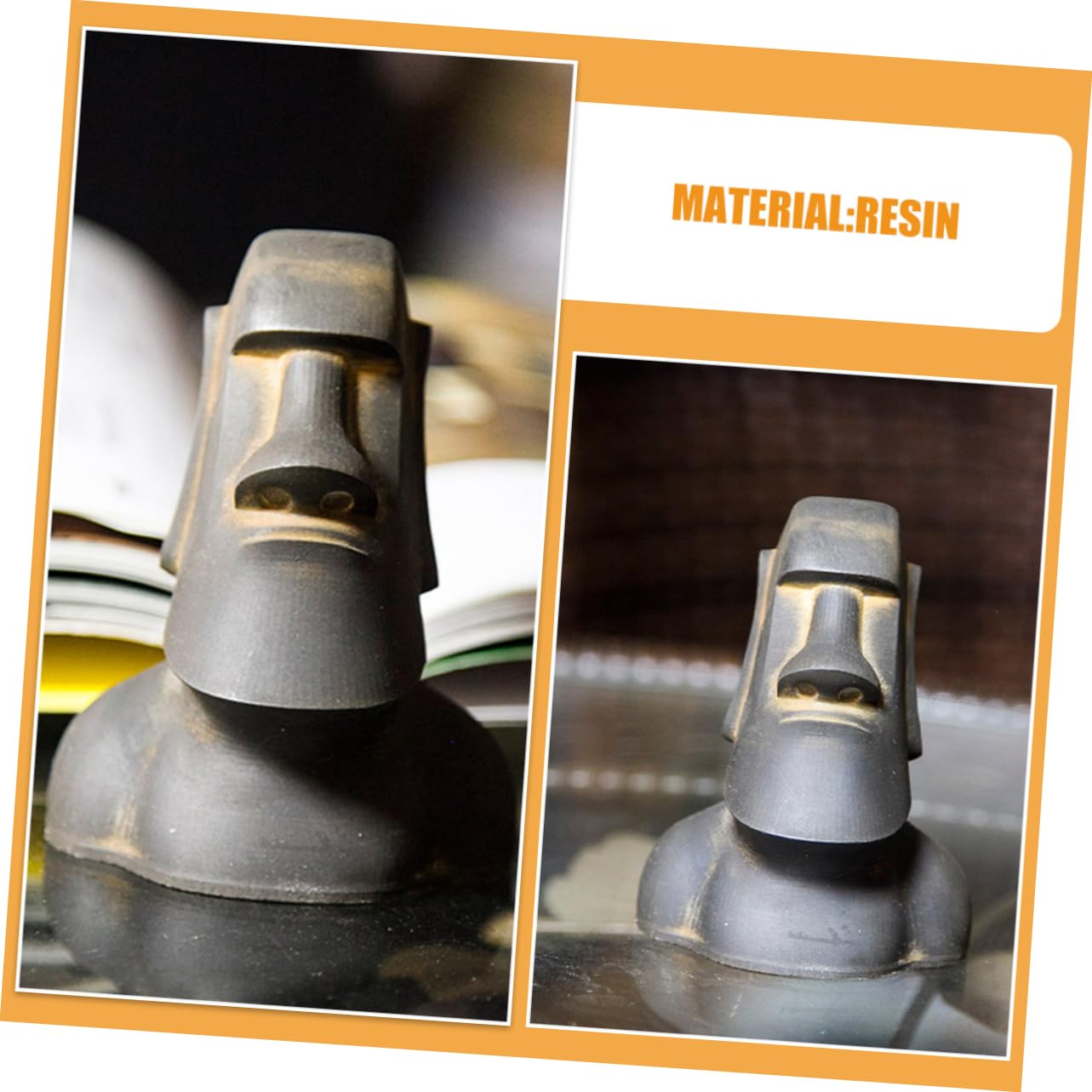 Mipcase Statua Moai Isola Pasqua Scultura in Pietra Resina Da Giardino Decorazione Per Esterni Statuette Da Per Bonsai Accessori Per Soggiorno e Ufficio
