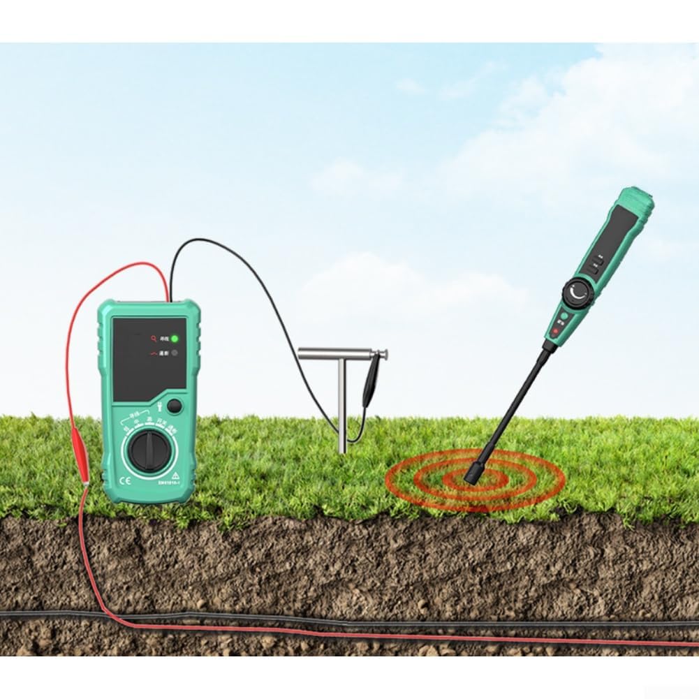 Detector de cables subterráneos, para líneas eléctricas de pared, cables de red y líneas telefónicas, sensibilidad ajustable hasta 2 m de profundidad, kit verde compacto