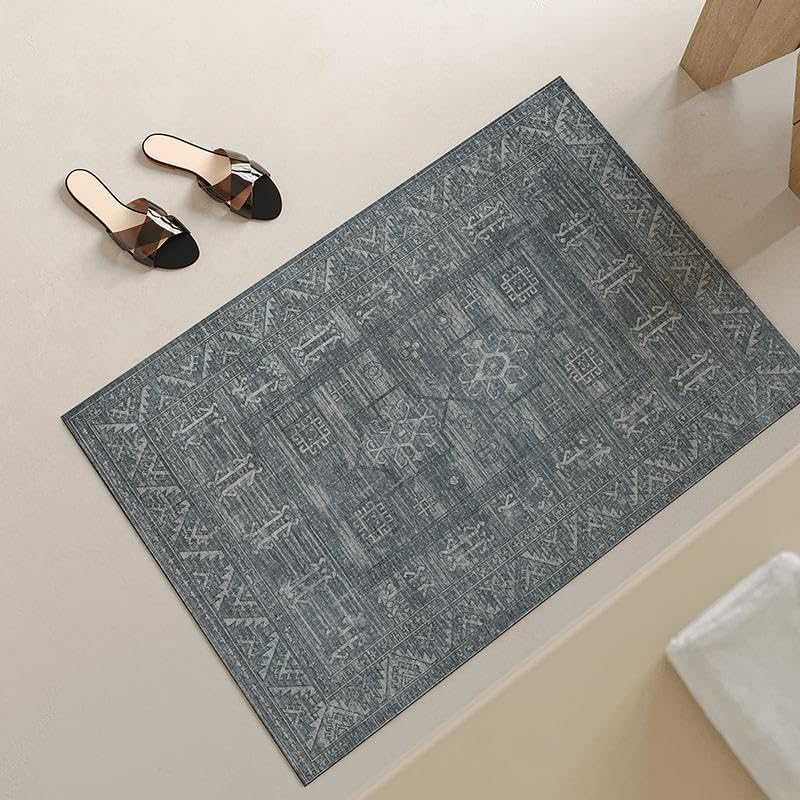 Carpet Mats, Non - Slip Rubber, Absorbent, for Bedroom & Kitchen, Modern Blue24x35