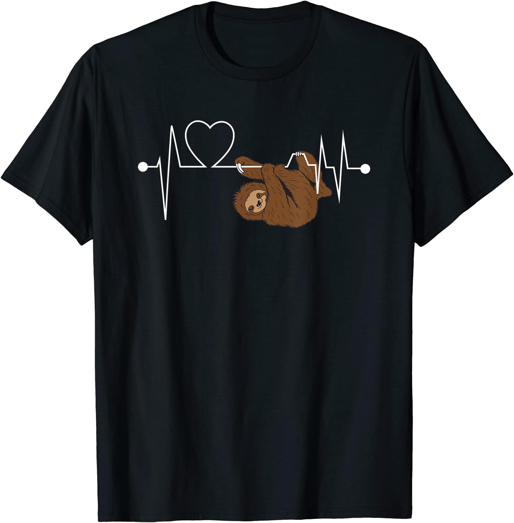 Cute Herbivorous Wildlife Pulse Line Humor OutfitFunny Sloth Heart Heartbeat Sloths Lover Gift Women Girls T-ShirtOEKO-TEX STANDARD 100