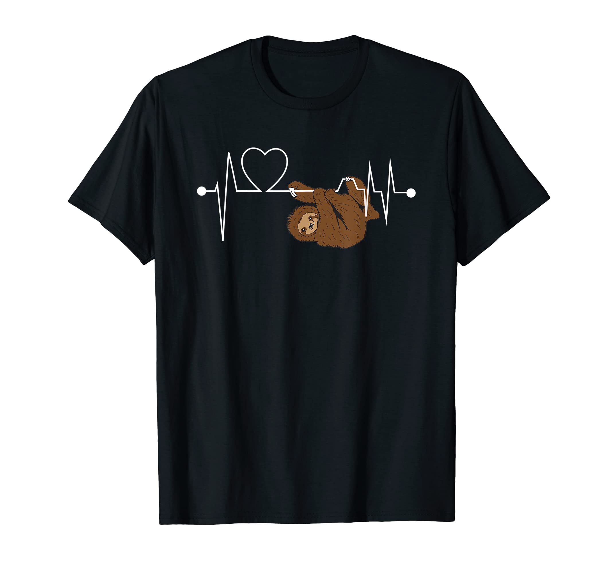 Cute Herbivorous Wildlife Pulse Line Humor OutfitFunny Sloth Heart Heartbeat Sloths Lover Gift Women Girls T-ShirtOEKO-TEX STANDARD 100