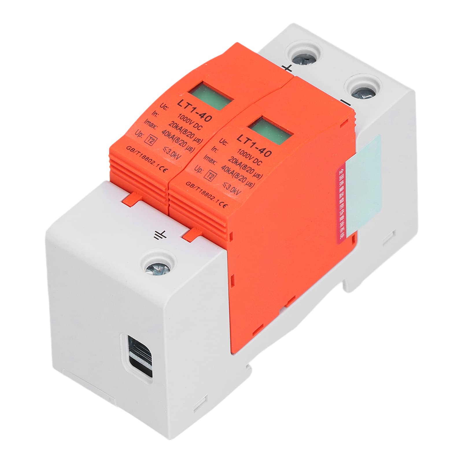 Arrestatore di Sovratensione 2P, Protettore Fotovoltaico DC 1000V 20-40KA LT1-40 - Protezione Affidabile, Installazione Facile su Guida DIN, Ideale per Impianti Fotovoltaici