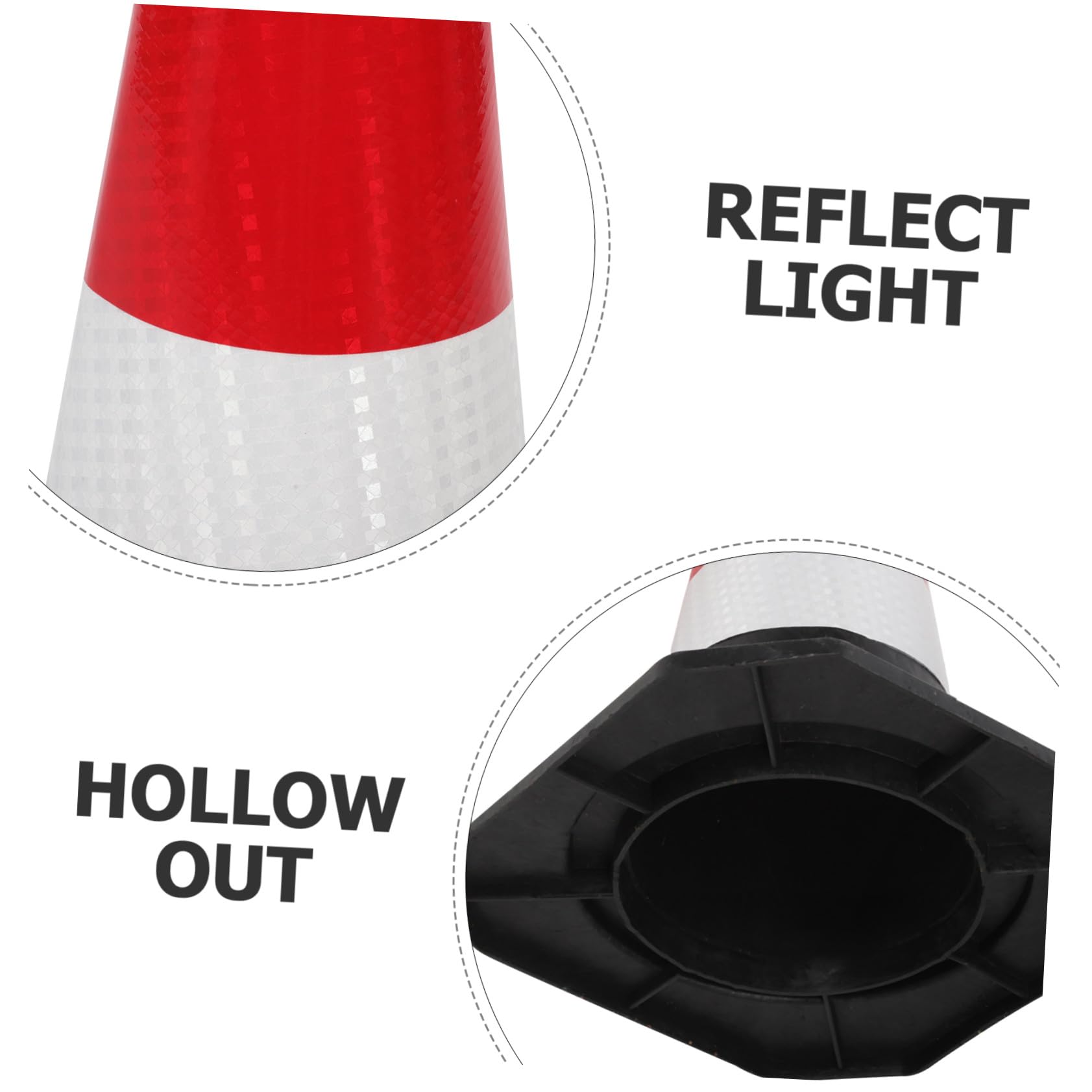 Zerodeko Cône de Sécurité en Plastique 45 Cm Résistant aux Intempéries pour Chantier et Parking, Facile à Utiliser Surface Réfléchissante pour Signalisation Extérieure
