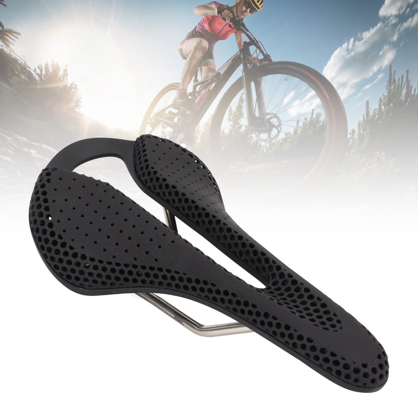 Coussin de siège de vélo imprimé en 3D, léger, Creux, ventilé, Housse de Selle en Gel Confortable pour Le Cyclisme sur Route en Montagne, nœud en Acier au Chrome-molybdène