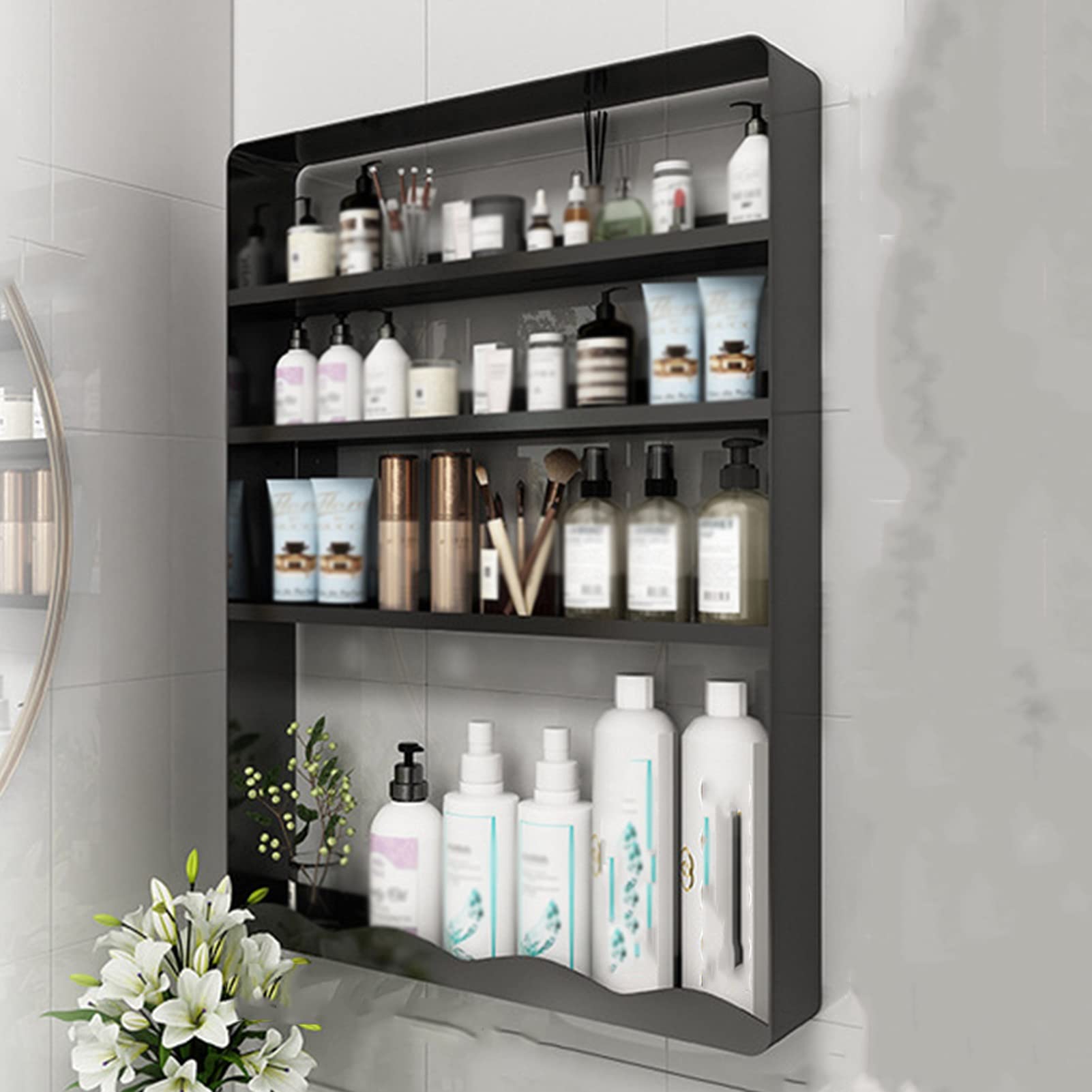 WuDLi Shower Caddy Shelf Wall Mounted No Drilling Bathroom Shelf Stainless Steel Multi-Layer Shower Storage Rack for Bathroom