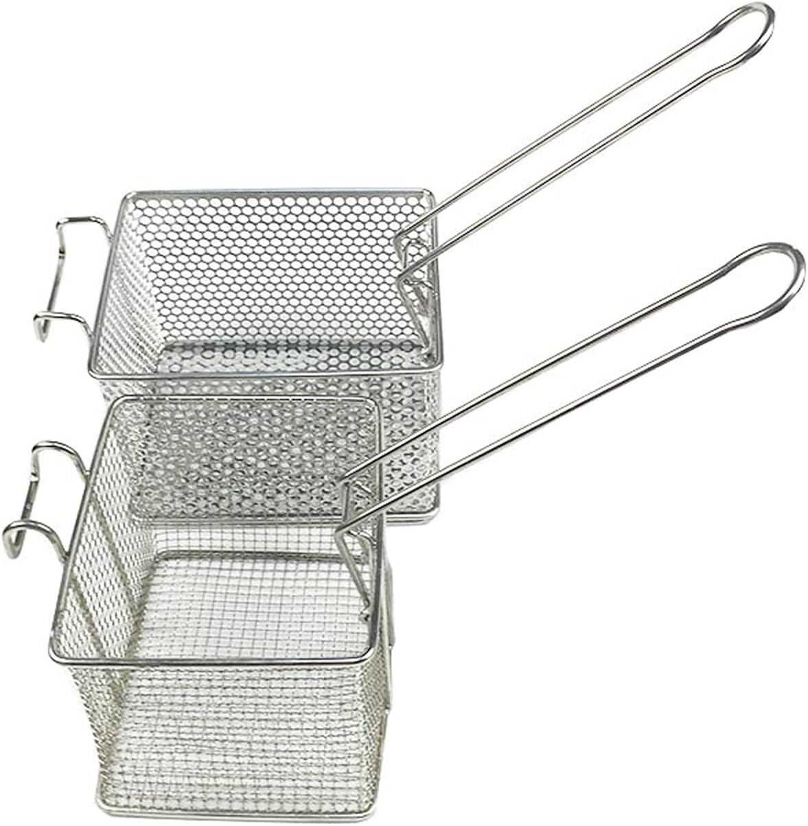 Cestas for freír, cestas for freír for servir patatas fritas, cesta comercial de acero inoxidable for freír, cesta rectangular for patatas fritas, cesta de malla con filtro lineal for patatas fritas,