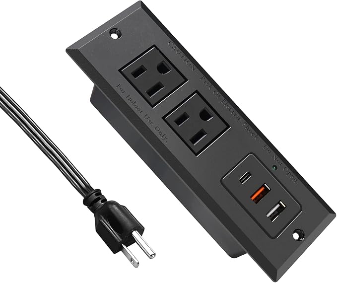 20W Recessed Power Strip USB C Fast Charge Desk Power