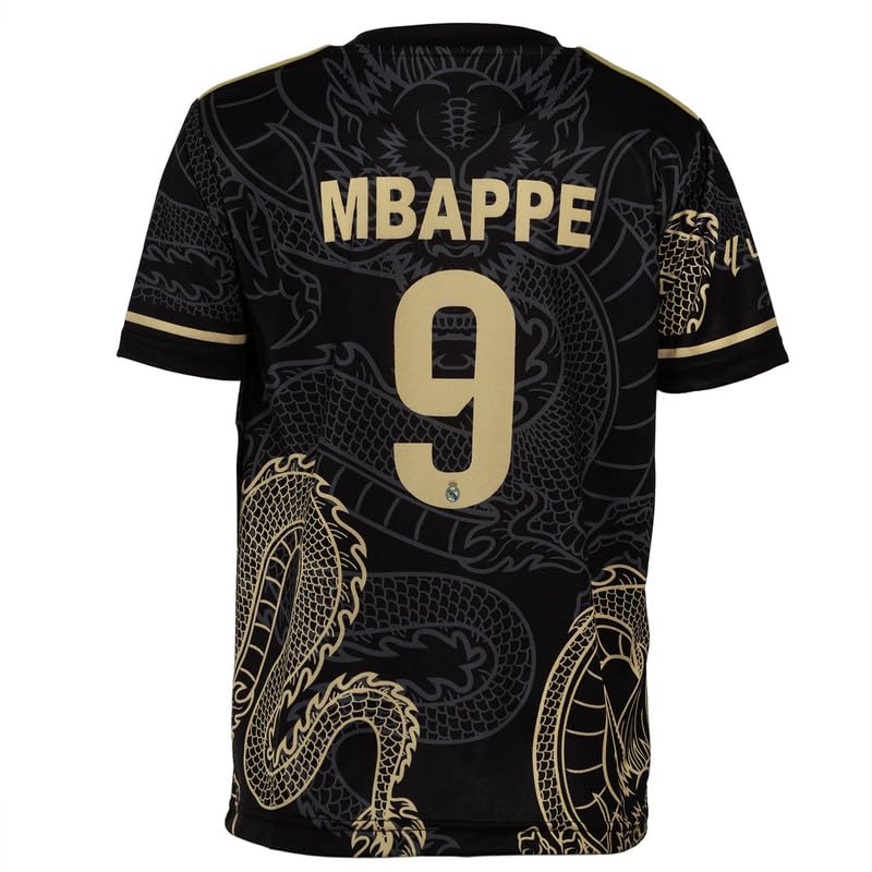 Maillot de Football R. Madrid #9 Mbappe Édition Spéciale Dragon Noir Enfants Nouvelle Saison Shorts Tailles Jeune