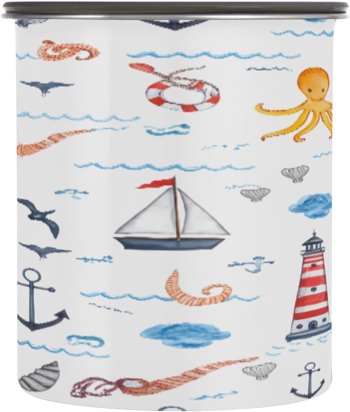 Caja de Almacenamiento Airtight de Acero Inoxidable 30 oz - Tema Náutico