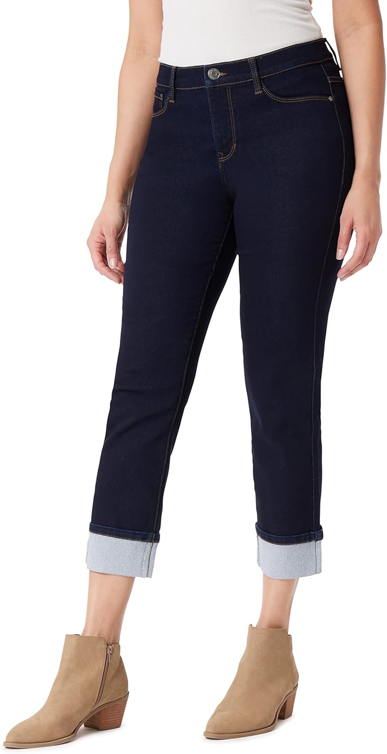 Angels Forever Young Womens Forever Deep Roll Cuff Ankle High-Rise Jeans